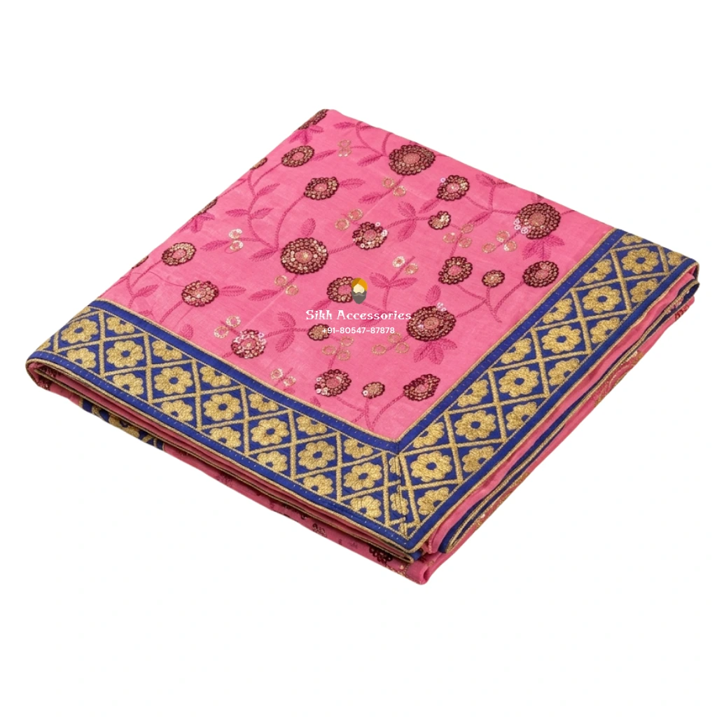 Taffy Pink Embroidered Rumala Sahib - Double Set