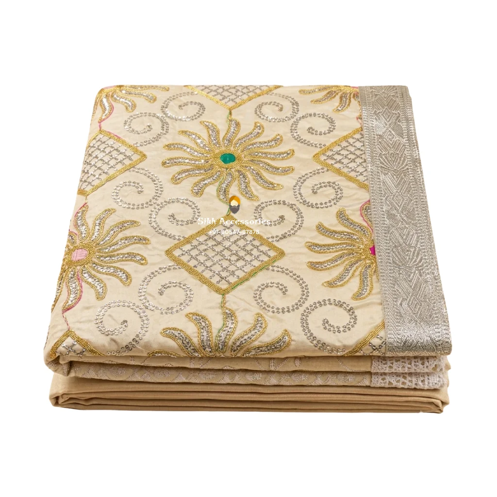 Warm Cream Embroidered Rumala Sahib - Double Set